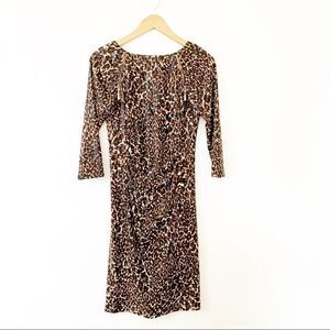 Joseph RibKoff Animal Print 3/4 Sleeve Midi Dress